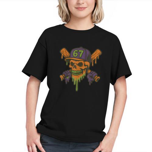 Six Seven 6 7 Baseball Skull Drip Halloween Horror Sports Graphic Youth - Sportilla