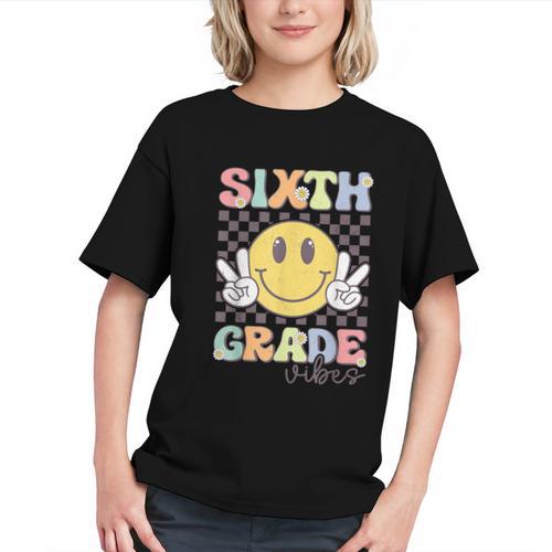 Sixth Grade Vibes Smile Face 6th Grade Team Back To School Graphic Youth - Savourry