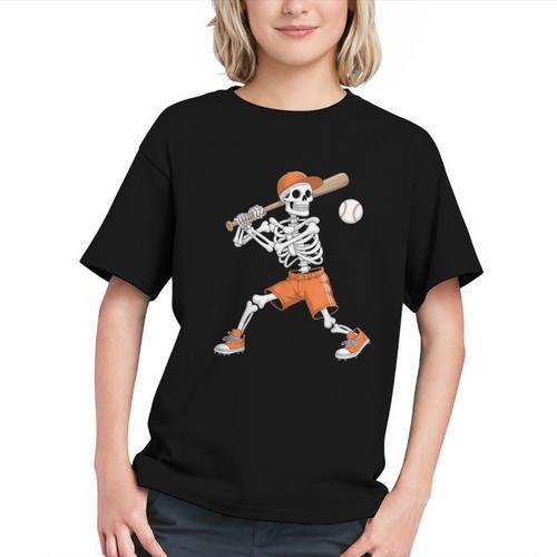 Skeleton Batting Baseball Halloween Graphic Youth - Sportilla