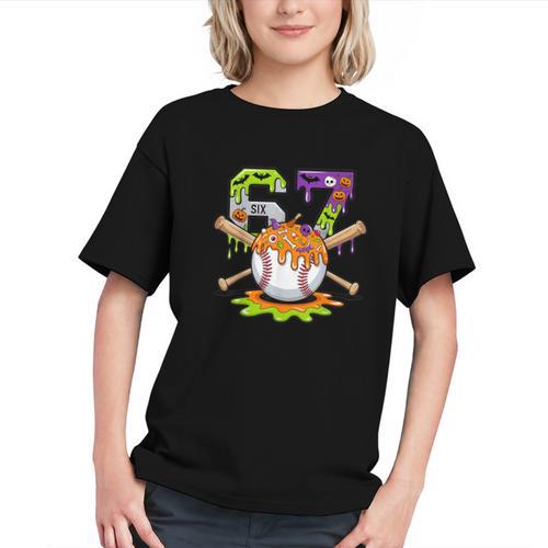 Spooky Halloween Baseball Ice Cream Dripping Six Seven 6 7 Graphic Youth - Sportilla