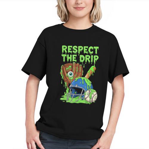 Spooky Zombie Respect The Drip Baseball Halloween Graphic Youth - Sportilla