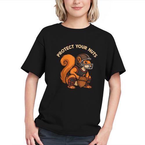 Squirell Baseball Catcher Player Joke Tee Protect Your Nuts Graphic Youth - Sportilla