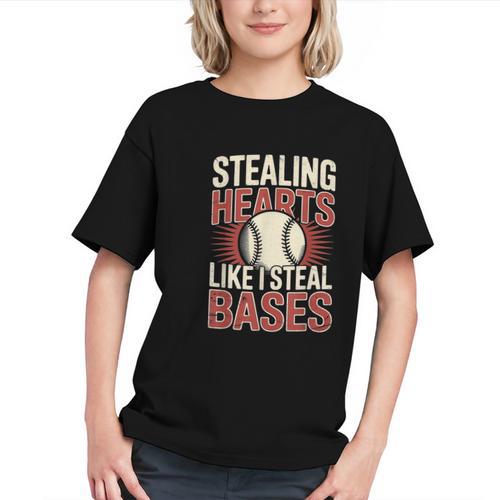 Stealing Hearts Like I Steal Bases Baseball Valentine Retro Graphic Youth - Sportilla