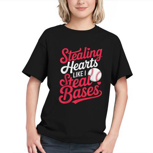 Stealing Hearts Like I Steal Bases Cute Baseball Boys Graphic Youth - Sportilla