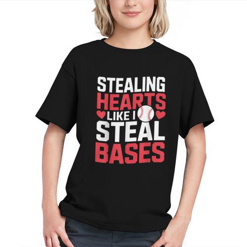 Stealing Hearts Like I Steal Bases Cute Baseball Kids Graphic Youth - Sportilla