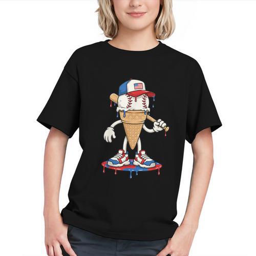 USA Patriotic Baseball Ice Cream Cone Freedom Graphic Youth - Sportilla