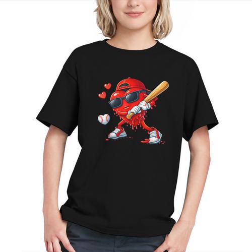 Valentine Baseball Heart Sports Love Valentines Day Boys Graphic Youth - Sportilla