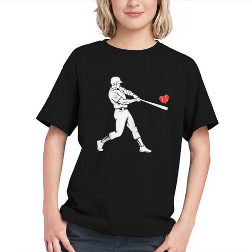 Valentines US Baseball Player Silhouette Heart Graphic Youth - Sportilla