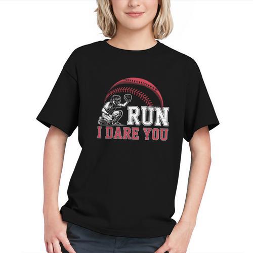 Vintage Humor Baseball Apparel Run I Dare You Graphic Youth - Sportilla
