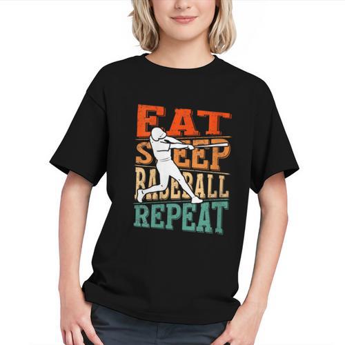 Women's Eat Sleep Baseball Repeat Vintage Player Sport Lover Retro Graphic Youth - Sportilla