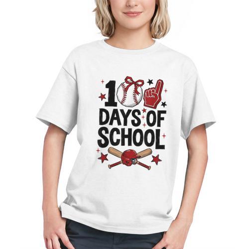 100 Days Of School Coquette Bow Baseball 100th Day Girl Kid Graphic Youth - Sportilla