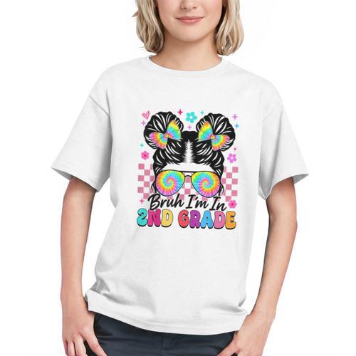 2nd Grade Bruh! Messy Bun Back to School Youth T-Shirt - Savourry