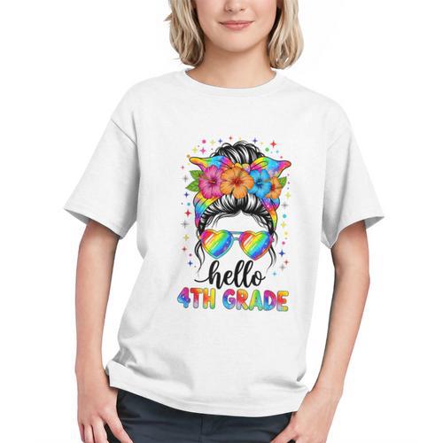 4th Grade Vibes Messy Bun Back to School Youth T-Shirt - Savourry