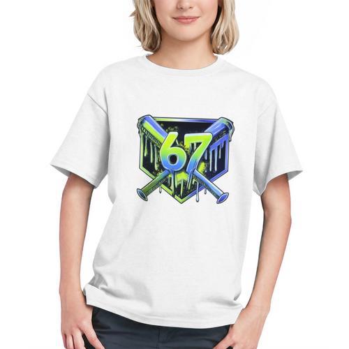 Awesome 67 Baseball Drip Effect Baseball 6-7 Meme Graphic Premium Tri-Blend Graphic Youth - Sportilla