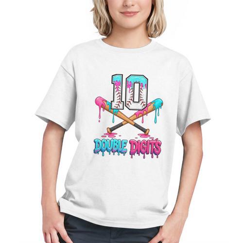 Baseball 10 Year Old Ice Cream Drip 10th Bday Double Digits Graphic Youth - Sportilla