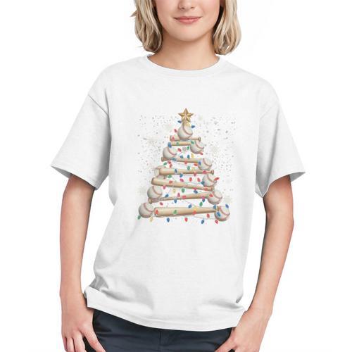 Baseball Christmas Tree Light Xmas Tees Boys Kids Men Graphic Youth - Sportilla