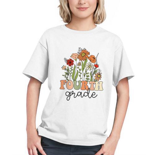 Blooming into 4th Grade! Wildflower Back to School Youth T-Shirt - Savourry