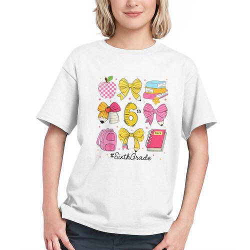 Charming Coquette Bow 6th Grade Back to School Youth T-Shirt - Savourry