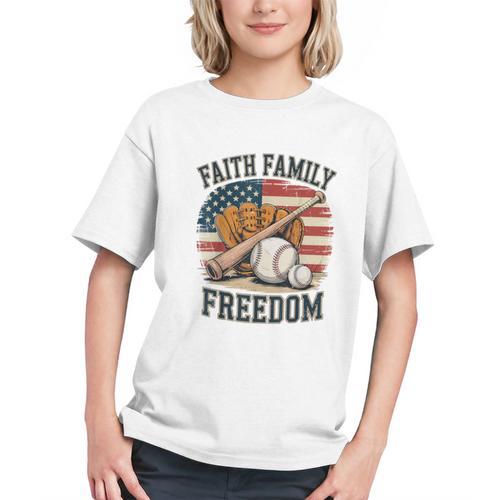 Faith Family Freedom Patriotic Christian Baseball Game Day Graphic Youth - Sportilla