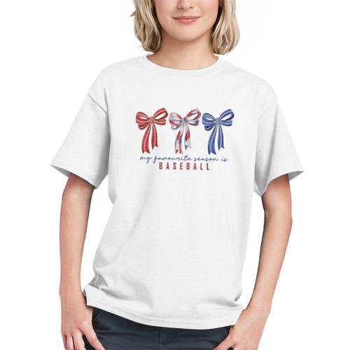 My Favorite Season Is Baseball Coquette Bow Game Day Mom Sis Graphic Youth - Sportilla