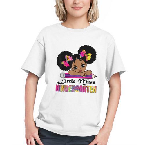 Little Miss Kindergarten Afro Puff Girl Back To School Graphic Youth - Savourry
