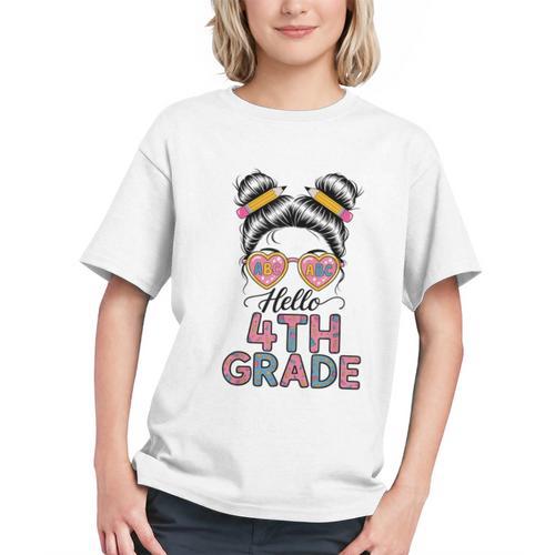 Rock 4th Grade with Messy Bun Vibes Back to School Youth T-Shirt - Savourry