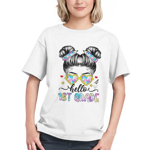 Rocking 1st Grade Messy Bun Back to School Youth T-Shirt - Savourry