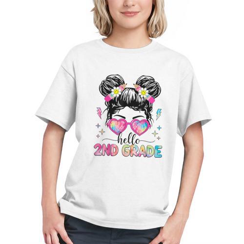 Rocking 2nd Grade! Messy Bun Back to School Youth T-Shirt - Savourry