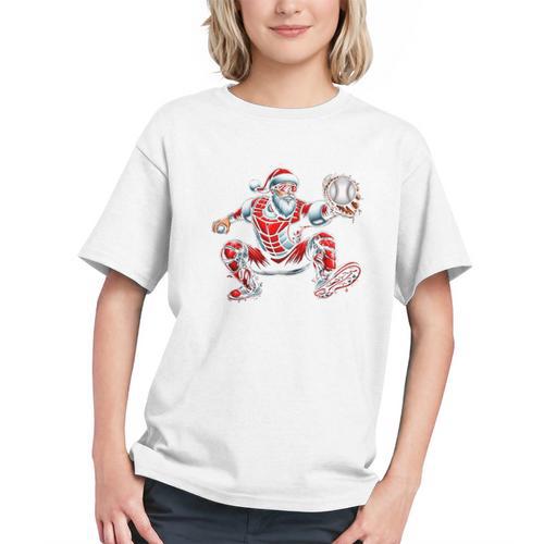 Santa Playing Baseball Catcher Merry Christmas Sport Player Graphic Youth - Sportilla