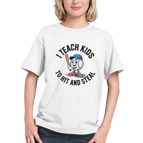 I Teach Kids To Hit And Steal Baseball Softball Coach Graphic Youth - Sportilla