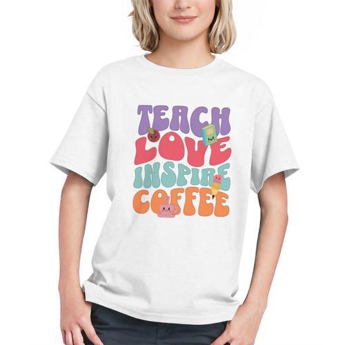 Teach Love Inspire Coffee Cute Teaching Quote Back To School Graphic Youth - Savourry