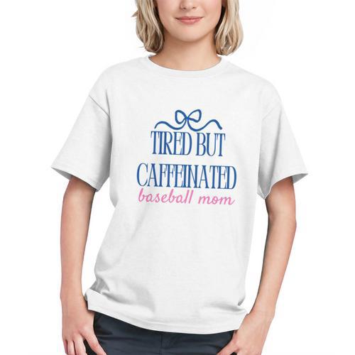 Tired But Caffeinated Baseball Mom Trendy Tired Baseball Mom Graphic Youth - Sportilla