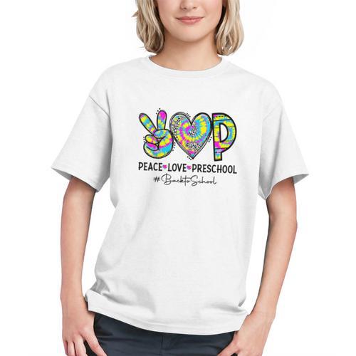 Vibrant Vibes for the First Day! Peace Love Preschool Youth T-shirt - Savourry