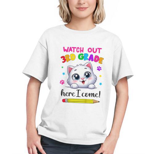 Watch Out 3rd Grade Here I Come Girls Cat Back To School Graphic Youth - Savourry
