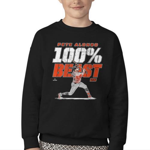 100 Beast Pete Alonso Baltimore Baseball MLBPA Youth Crewneck Sweatshirt - Sportilla