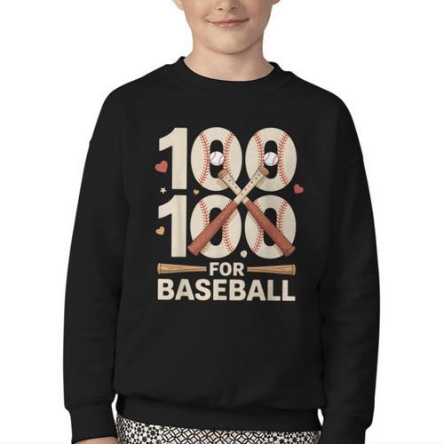 100 Days Of School Baseball Love Valentine’s Day Men Women Youth Crewneck Sweatshirt - Sportilla