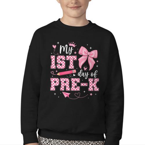 My 1st Day Of Pre-K PreK Pre K 2025 Back To School Girls Youth Crewneck Sweatshirt - Savourry