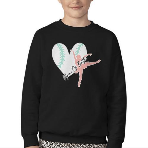 2 Sided Sorry Can't Dance Baseball Bye Mom Of Both Youth Crewneck Sweatshirt - Sportilla