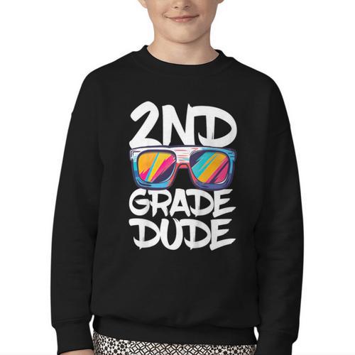 2nd Grade Dude Shirt Back To School Second Grade Boy Girl Youth Crewneck Sweatshirt - Savourry