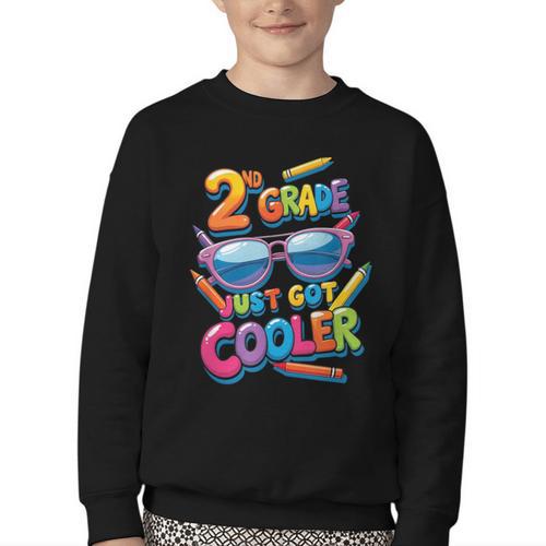 2nd Grade Just Got Cooler Shirt Back To School Kids Youth Crewneck Sweatshirt - Savourry