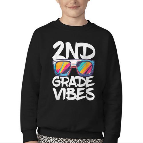 2nd Grade Vibes Shirt Back To School Second Grade Boy Girl Youth Crewneck Sweatshirt - Savourry