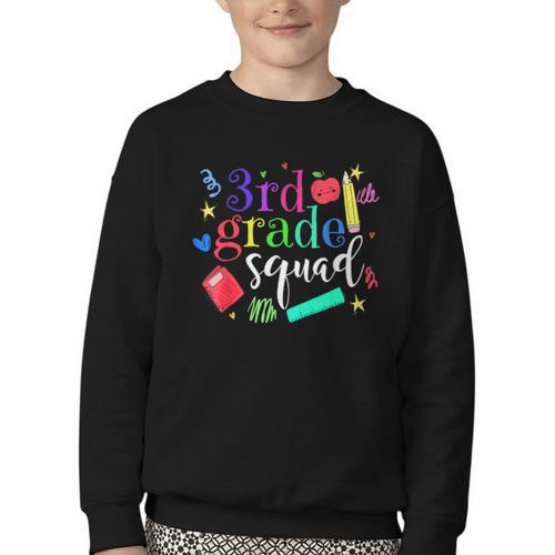 3rd Grade Squad Back To School Team Third Grade Youth Crewneck Sweatshirt - Savourry