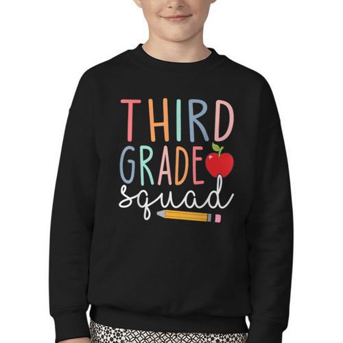 3rd Grade Squad Tshirt Third Grade Back To School Youth Crewneck Sweatshirt - Savourry