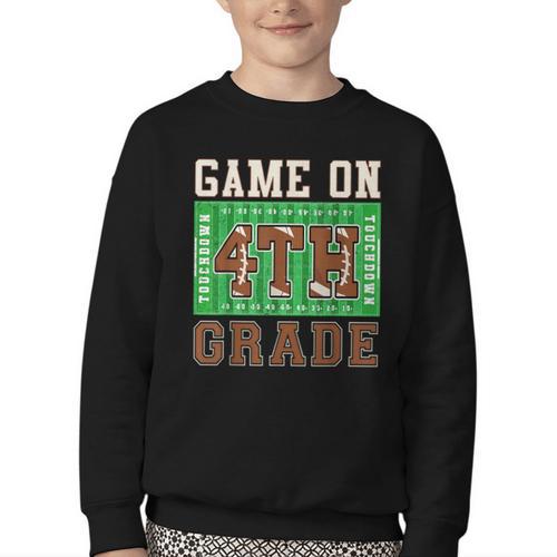 4th Grade Boys Kids Football Back To School Fourth Grade Youth Crewneck Sweatshirt - Savourry