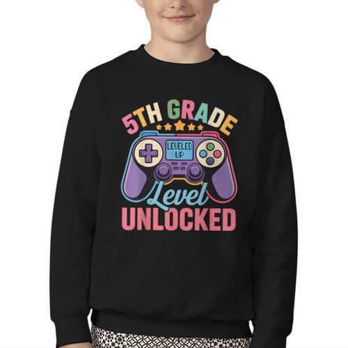 5th Grade Level Unlocked Shirt – Gamer Back To School Youth Crewneck Sweatshirt - Savourry