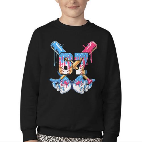 67 Baseball Drip Birthday Boy For Men Boys Kids Youth Youth Crewneck Sweatshirt - Sportilla