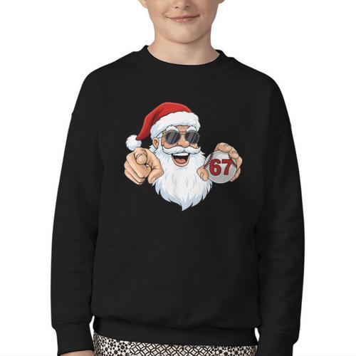 67 Baseball Santa Six Seven Meme Christmas Men Women Kids Youth Crewneck Sweatshirt - Sportilla