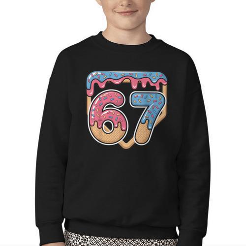 67 Ice Cream Drip Meme Baseball Youth Crewneck Sweatshirt - Sportilla