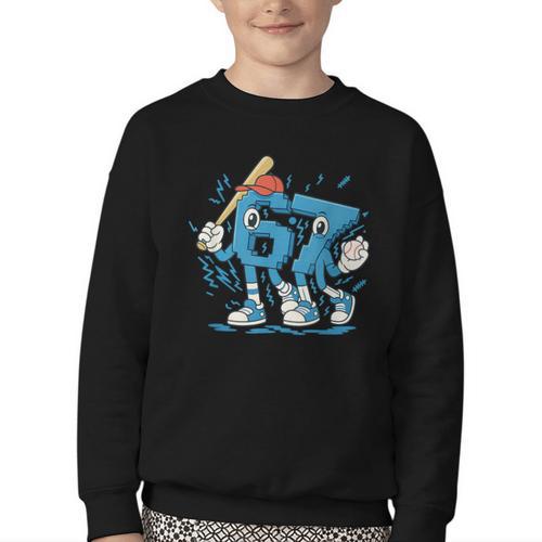 67 Six Seven 6-7 Italian Brainrot Kids Baseball Youth Crewneck Sweatshirt - Sportilla