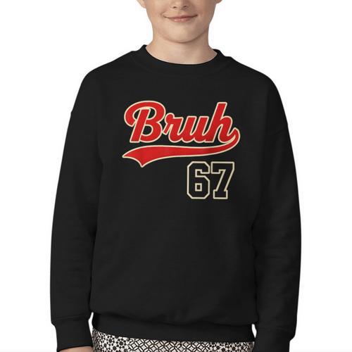 67 Six Seven Bruh Meme Baseball Vintage Style Men Boys Youth Crewneck Sweatshirt - Sportilla